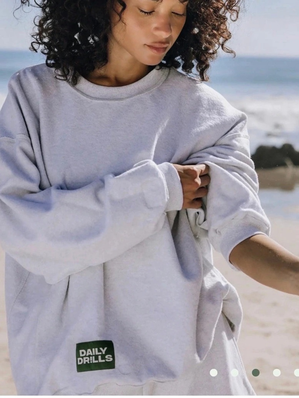 NWT Daily Drills Oversized Sport Crew Sweatshirt Grey